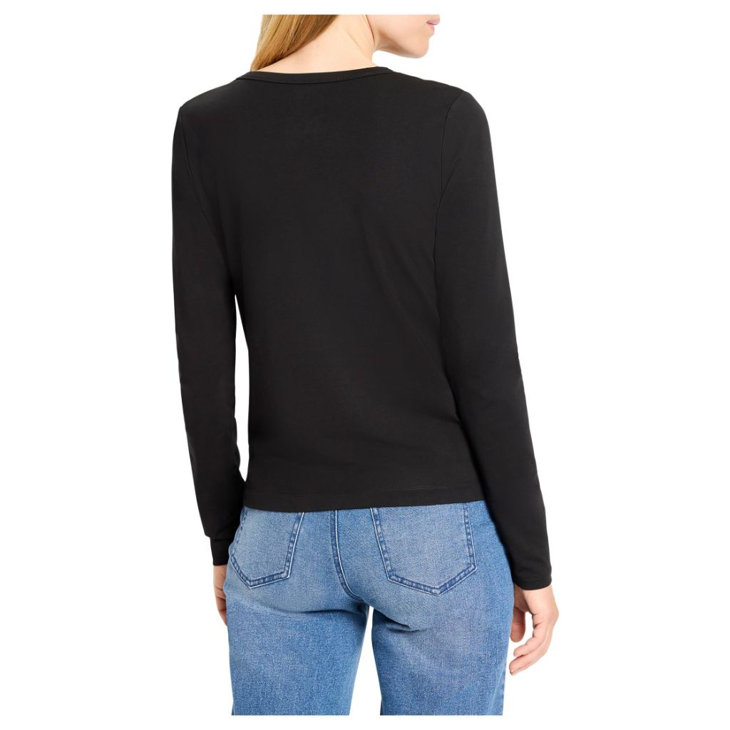 SZ M, NIC+ZOE, Womens, Perfect Knit Long Sleeve Top, Black Onyx