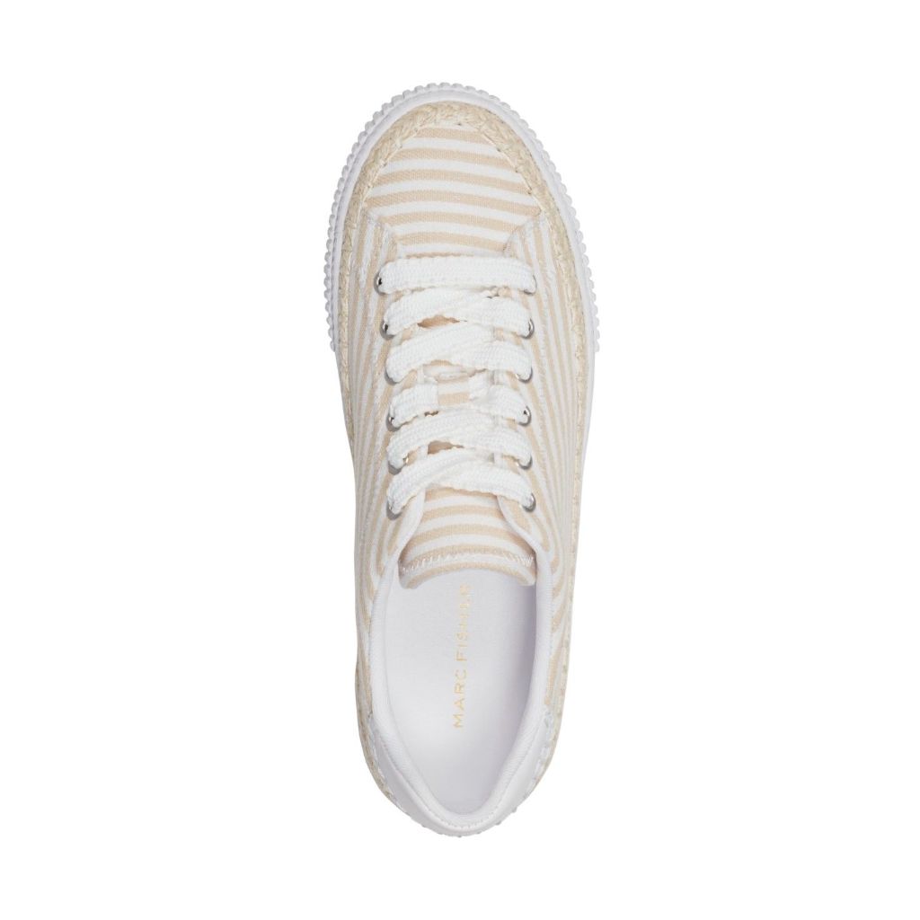Marc Fisher Women's Spryng 3 Platform Lace-Up Sneakers - Light Natural Stripe, Size 7