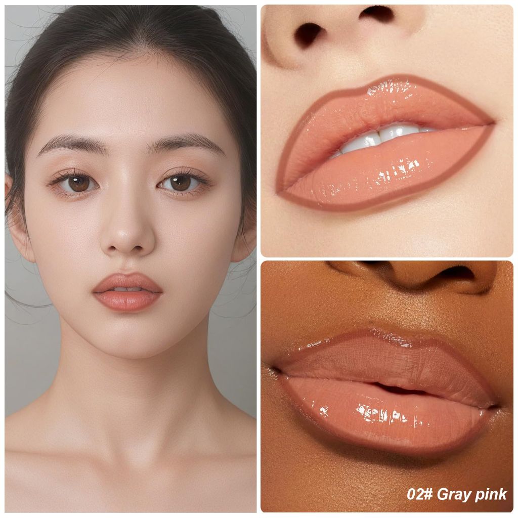 KISSIO Peel Off Lip Stain & Nourishing Lip Oil Set - Transfer Proof, All-Day Wear Tint with Hydrating Care 02 Gray pink