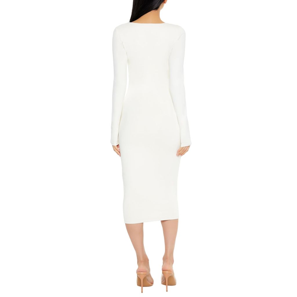 Forever 21 Women's Contour Sculpt Midi Dress Egret Large