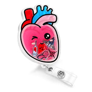 Plifal Nurse Badge Reel Holder Clip - Cute Cardiac Badge Reel with Charm Alligator Clip