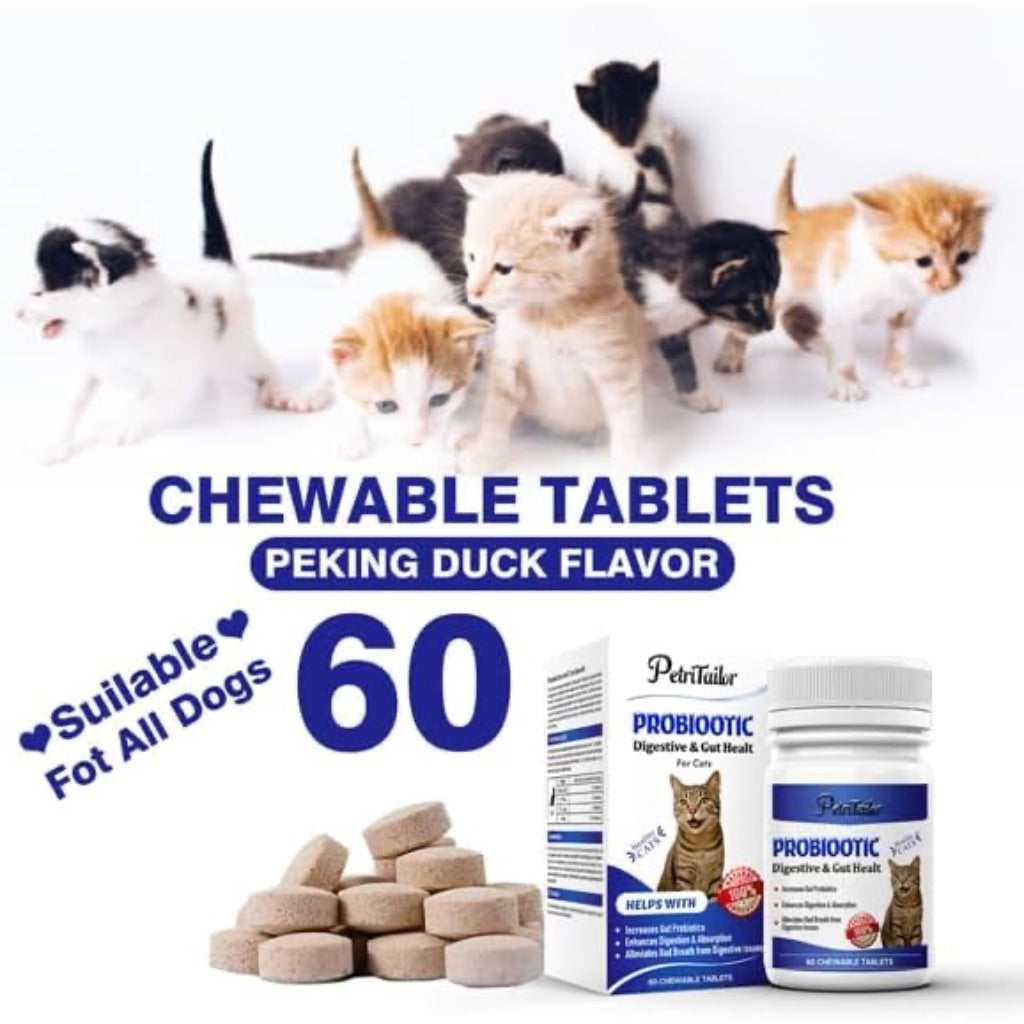 Probiotics for Cats – Digestive Enzymes with Prebiotics for Gut Health, Constipation & Diarrhea Relief, Immune & Itch Support