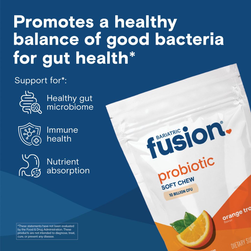 Bariatric Fusion Bariatric Probiotic Soft Chews | Orange Tropical Flavor Chewy - 60 Count