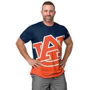 FOCO Auburn Tigers NCAA Mens Cropped Big Logo Colorblock Rash Guard - M