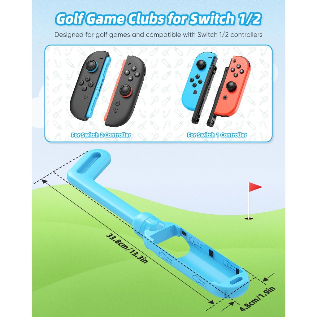 MENEEA Golf Club Grip for Nintendo Switch 2/Switch 1 Joy-Con