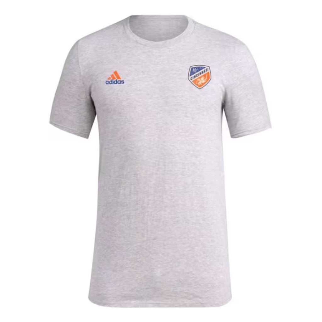 Adidas Mens FC Cincinnati Pre-Game Short Sleeve Soccer T-Shirt,Medium Grey Heather/Fc Cincinnati,Small