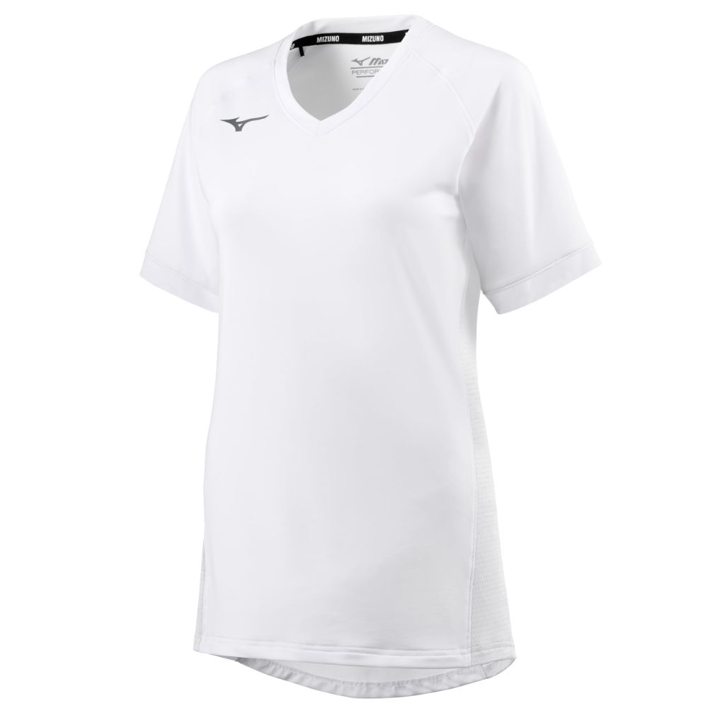 Mizuno Women's Spike Short Sleeve Volleyball Jersey | Womens Semi-Fit Short Sleeve |White | US Womens XX-Large