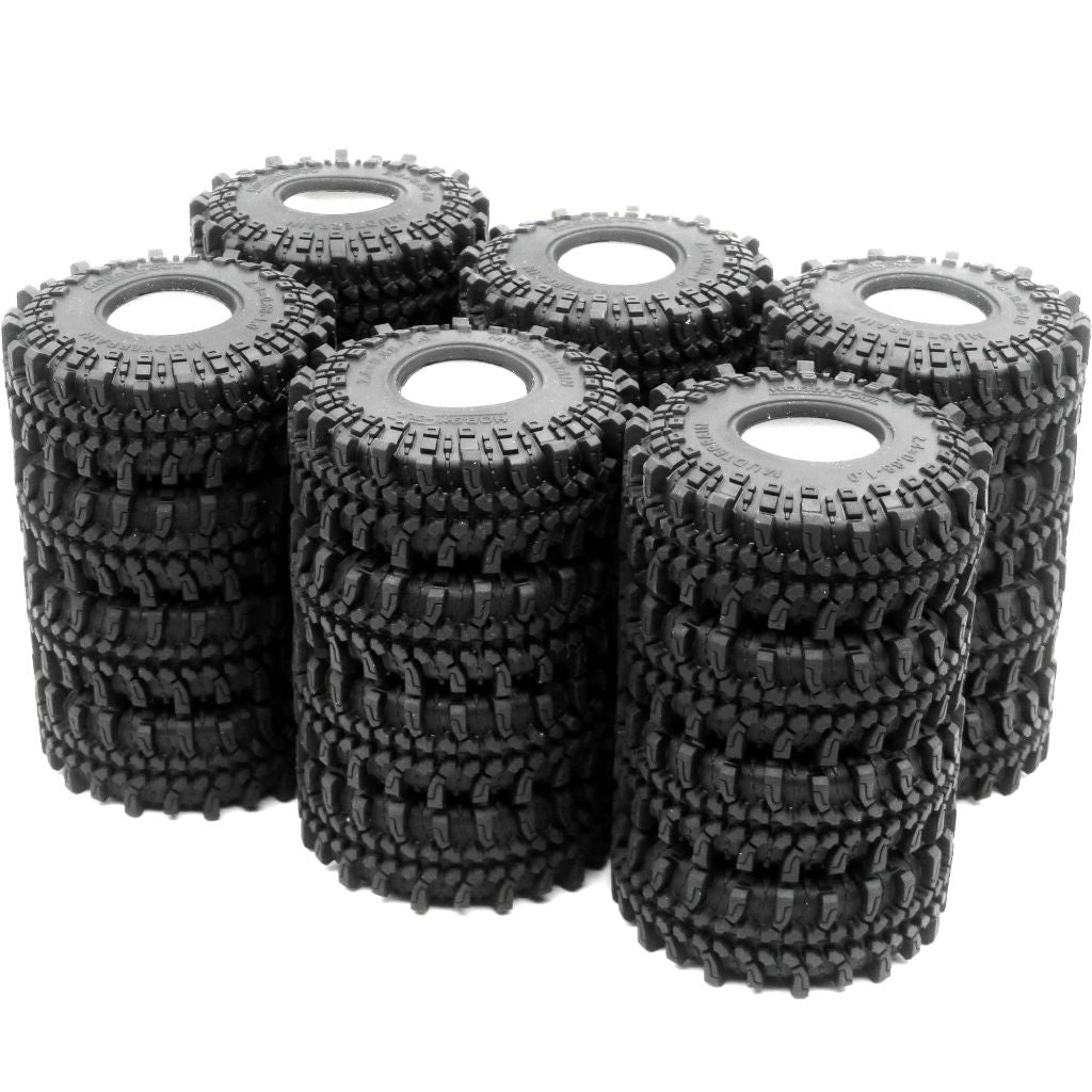 24pcs RC 1.0 Crawler Tires 61mm Tall Soft Sticky Mud Tyre