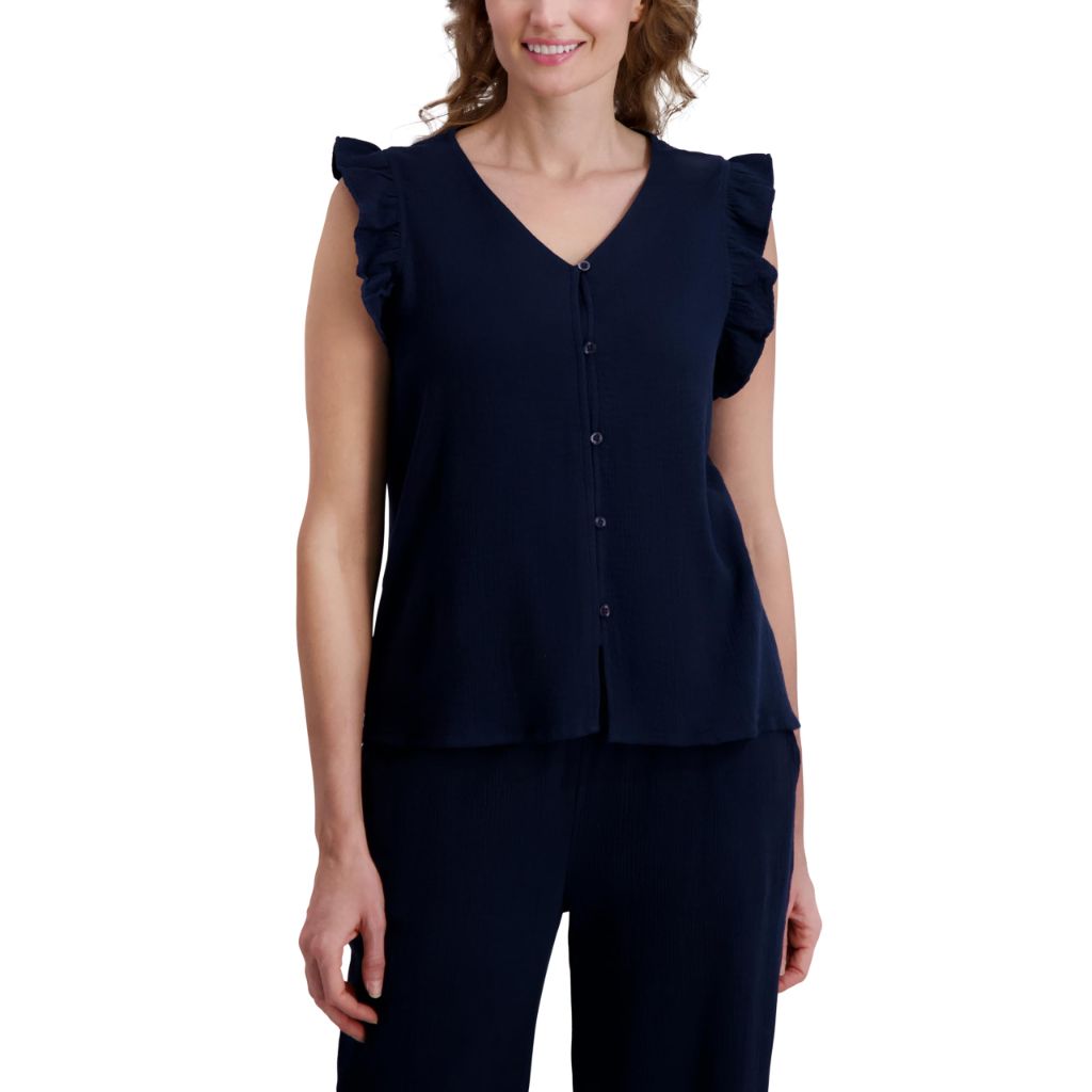 SZ S, Stella Parker Women's Blouse – Flowy Lightweight Top | Navy