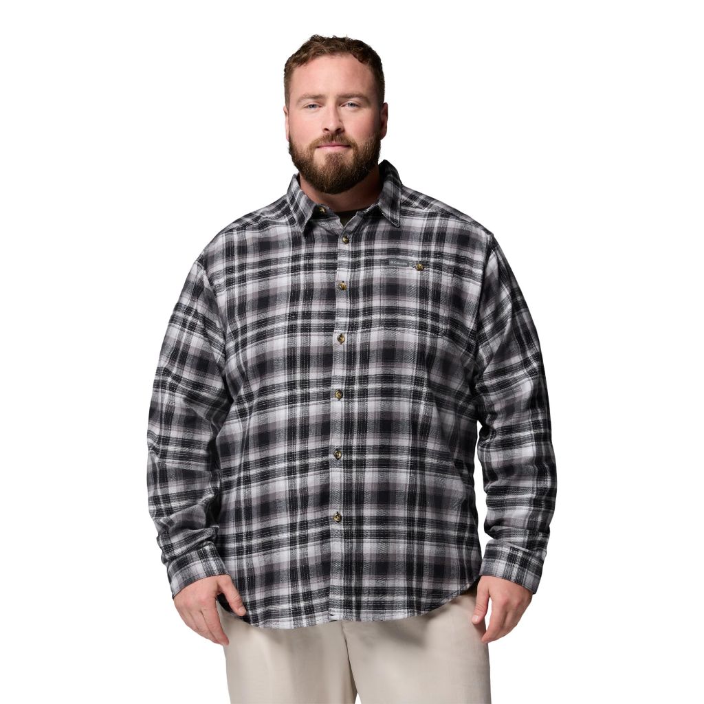 Columbia Mens Cornell Woods Flannel Long Sleeve Shirt, Greenscape Backland Tartan, 2X