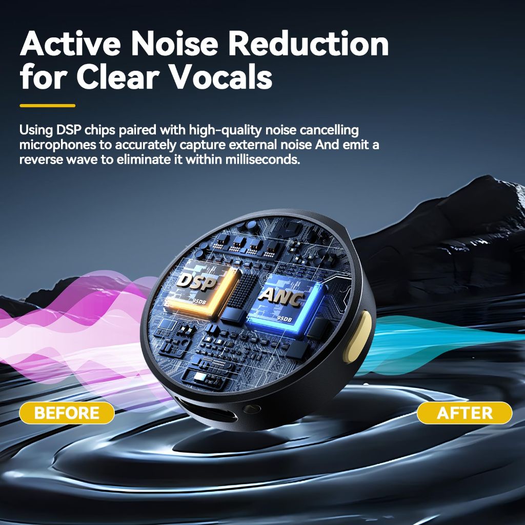 Wireless Lavalier Microphone for iPhone 15 & Android, USB-C Mini Lapel Microphone, Noise Cancelling, Hi-Fi Audio, 1200 inch Range