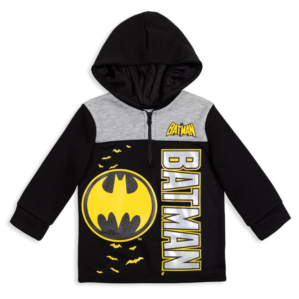 DC Comics Justice League Batman Big Boys Fleece Hoodie, 14-16, Black/Grey