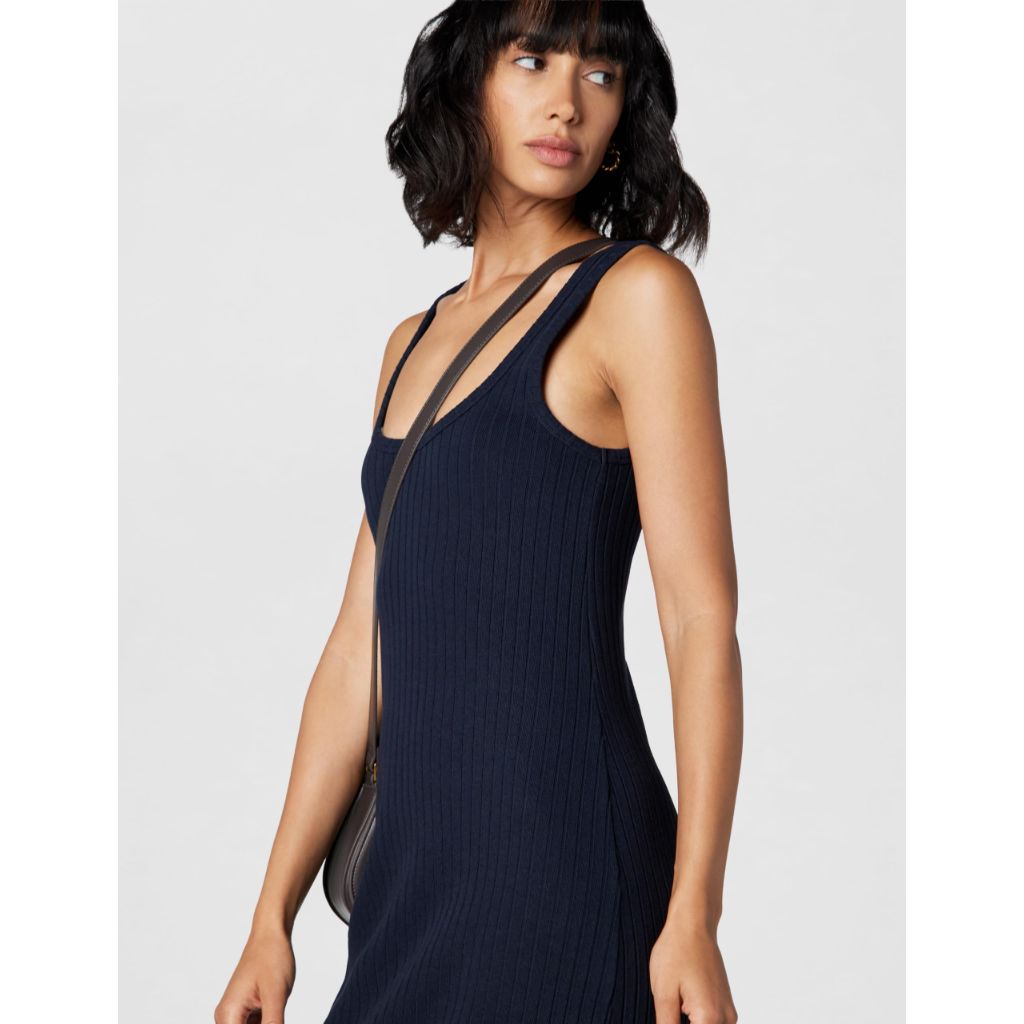 Vince Women's Rib Scoop Neck Dress, Coastal, X-Large