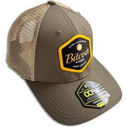Bitcoin Adjustable Baseball Cap - Olive Green with Khaki Beige Mesh Back