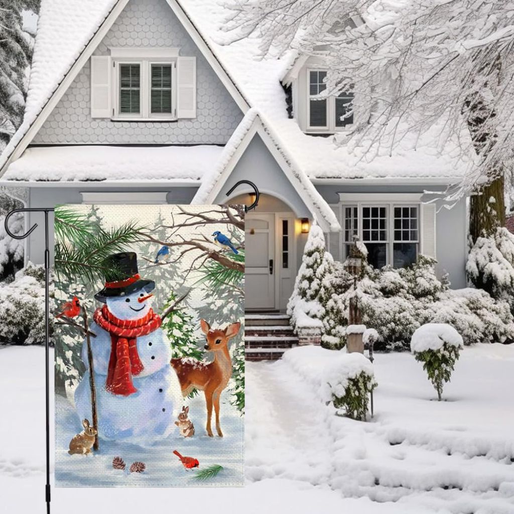 ARGOOFG Double Sided Winter Snowman Garden Flag (12" x 18")