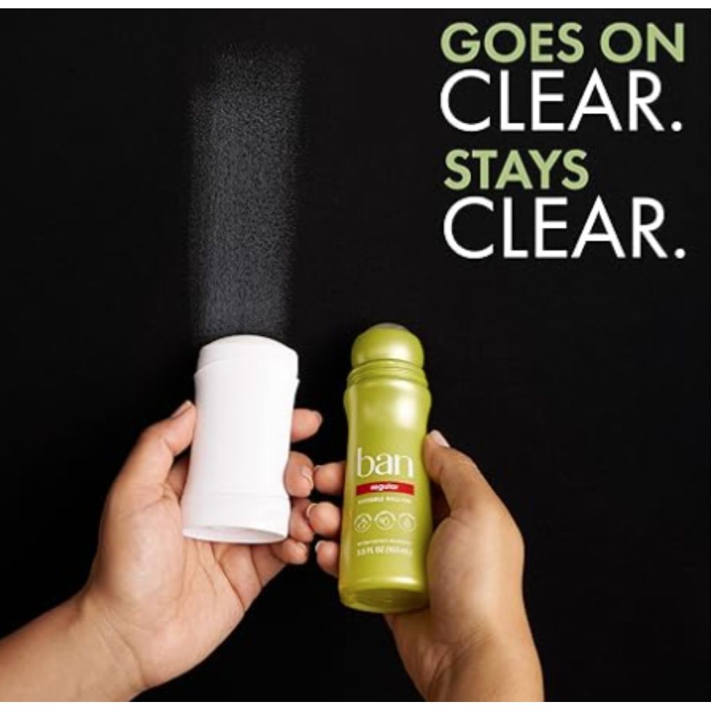 Ban Unisex Invisible Roll-on Antiperspirant Deodorant, Regular Scent, 3.5oz. (4 Pack)
