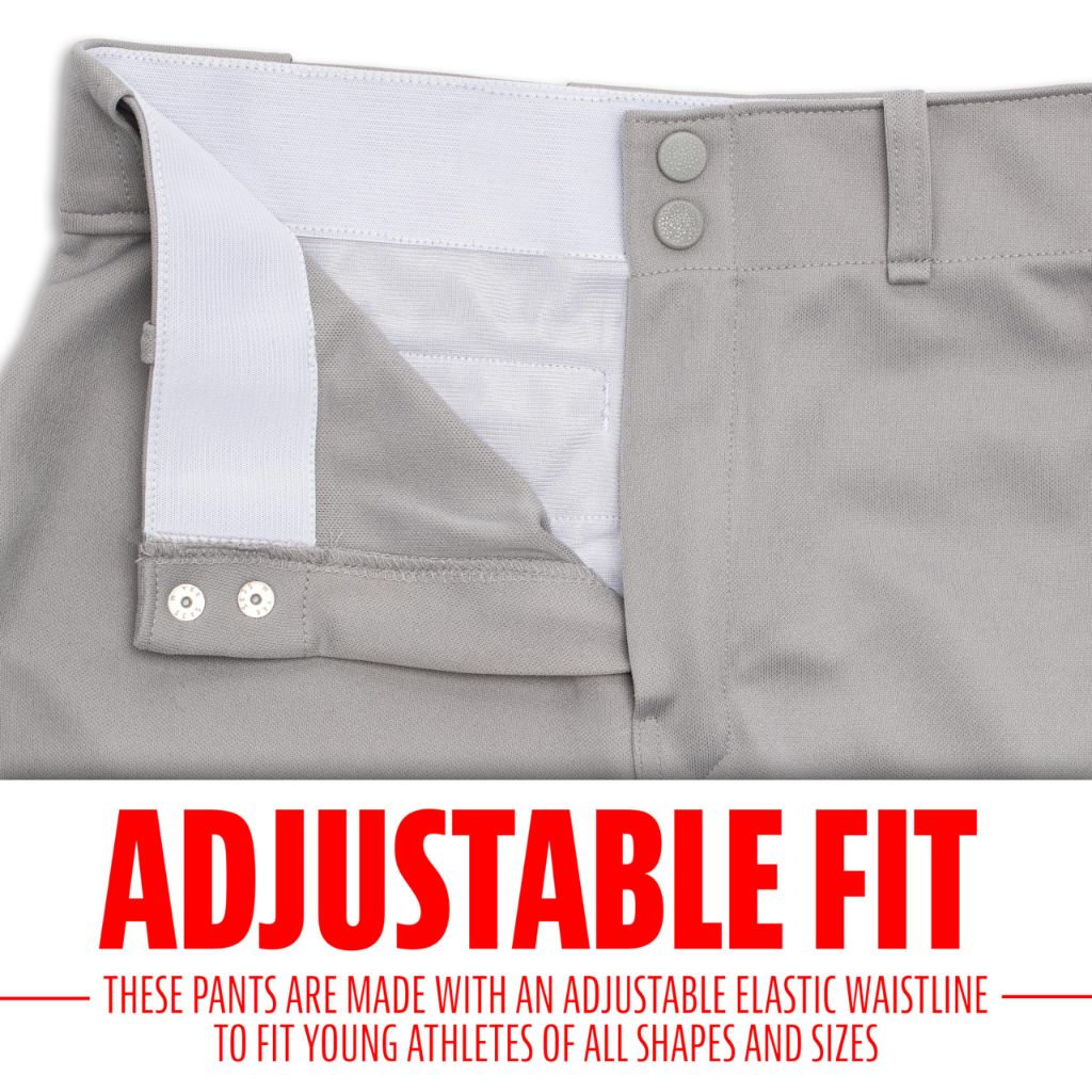 Franklin Sports Youth Baseball + Softball Pants - Relaxed Style - Grey - Youth Medium