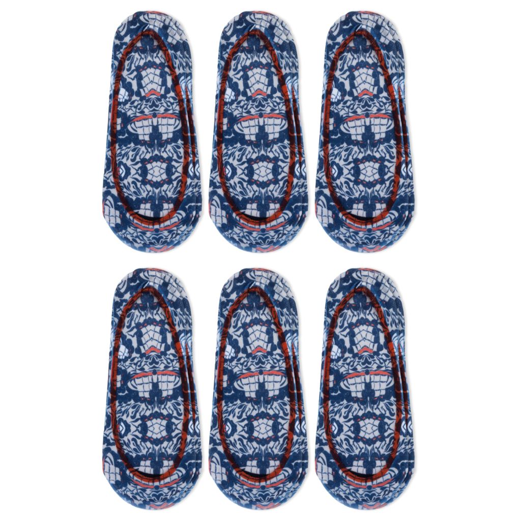 Sperry Women's Microfiber Liner Sublimated Big Ships 6 Pair Pack, Navy, Women's Shoe Size 4-10