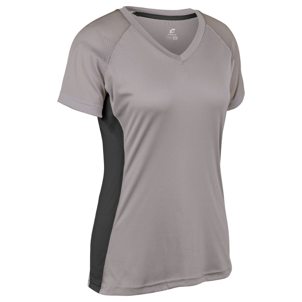 Infinite V-Neck Short Sleeve Softball Jersey, Women's 2X-Large, Grey