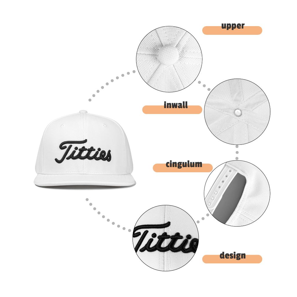 Bamveio Titties Golf Hats Flat Bill, White