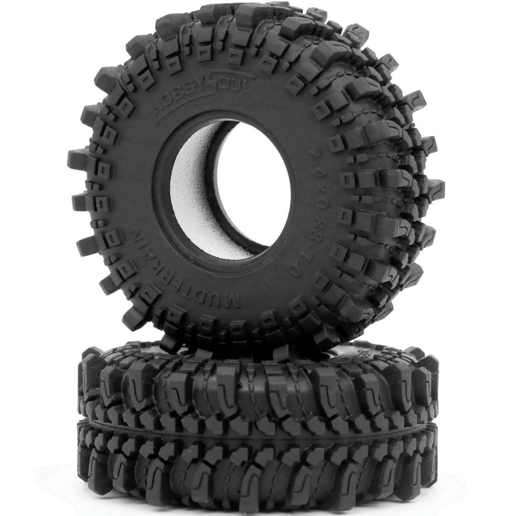 24pcs RC 1.0 Crawler Tires 61mm Tall Soft Sticky Mud Tyre