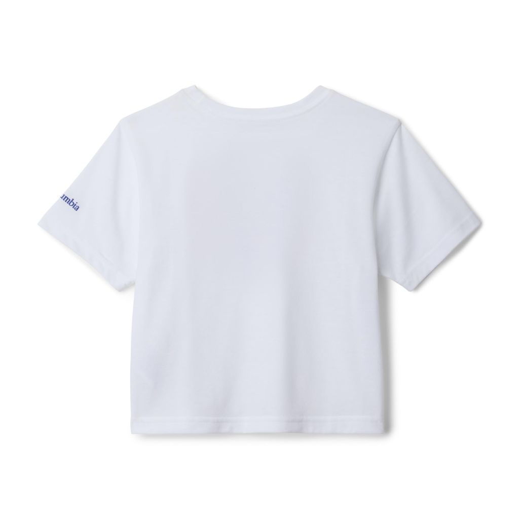 Columbia Youth Girls La Poudre Pass Short Sleeve Tee, White/Elevated Patriot, Large