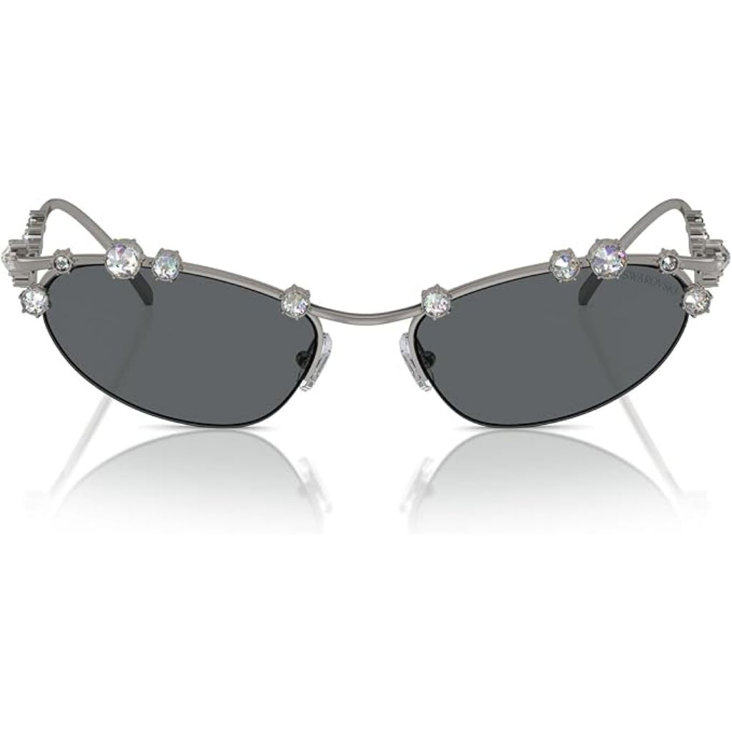 Swarovski Women's Sunglasses SK7016 - Oval Frame, Gunmetal w/Dark Gray Lens (400987) 56-19-140 *Damaged Box*