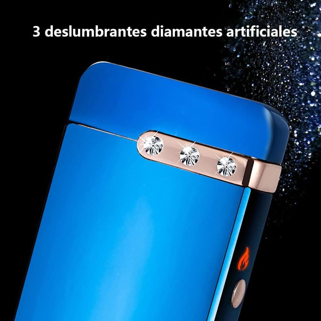 SKRFIRE Electric Lighter, Flame Arc Lighter, Plasma lighters Rechargeable Waterproof with 3 Rhinestones (ICY Blue)