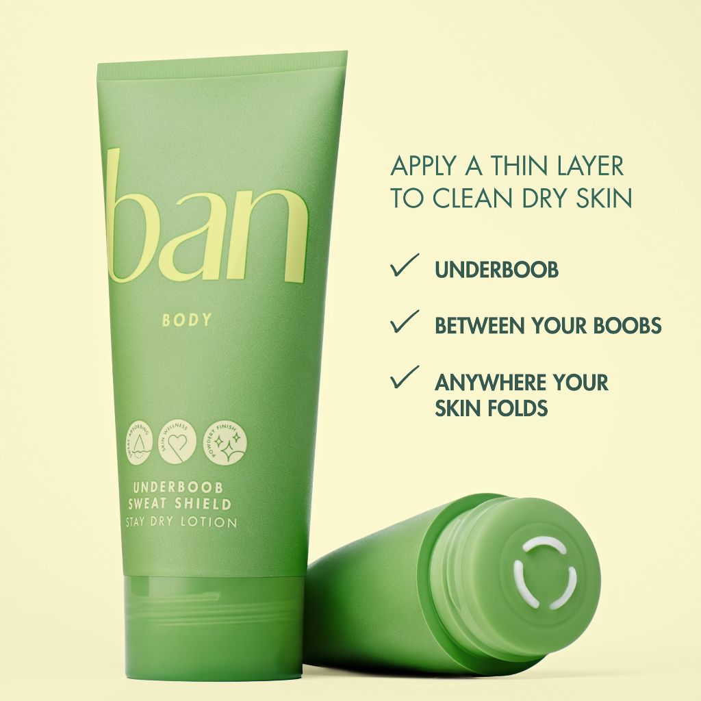 Ban Underboob Sweat Shield Stay Dry Lotion - Unscented, 2.5 oz.