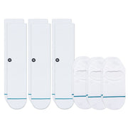 Stance Icon Mixed 6-Pack Socks, Crew Cut, No Show, White : LG