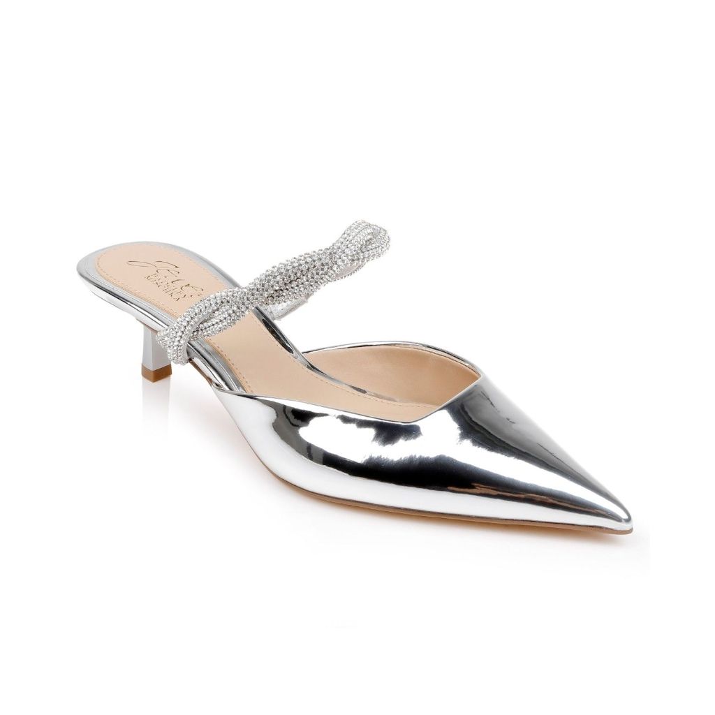 Jewel Badgley Mischka Women's Tiffani Evening Mules - Silver Metallic 7.5