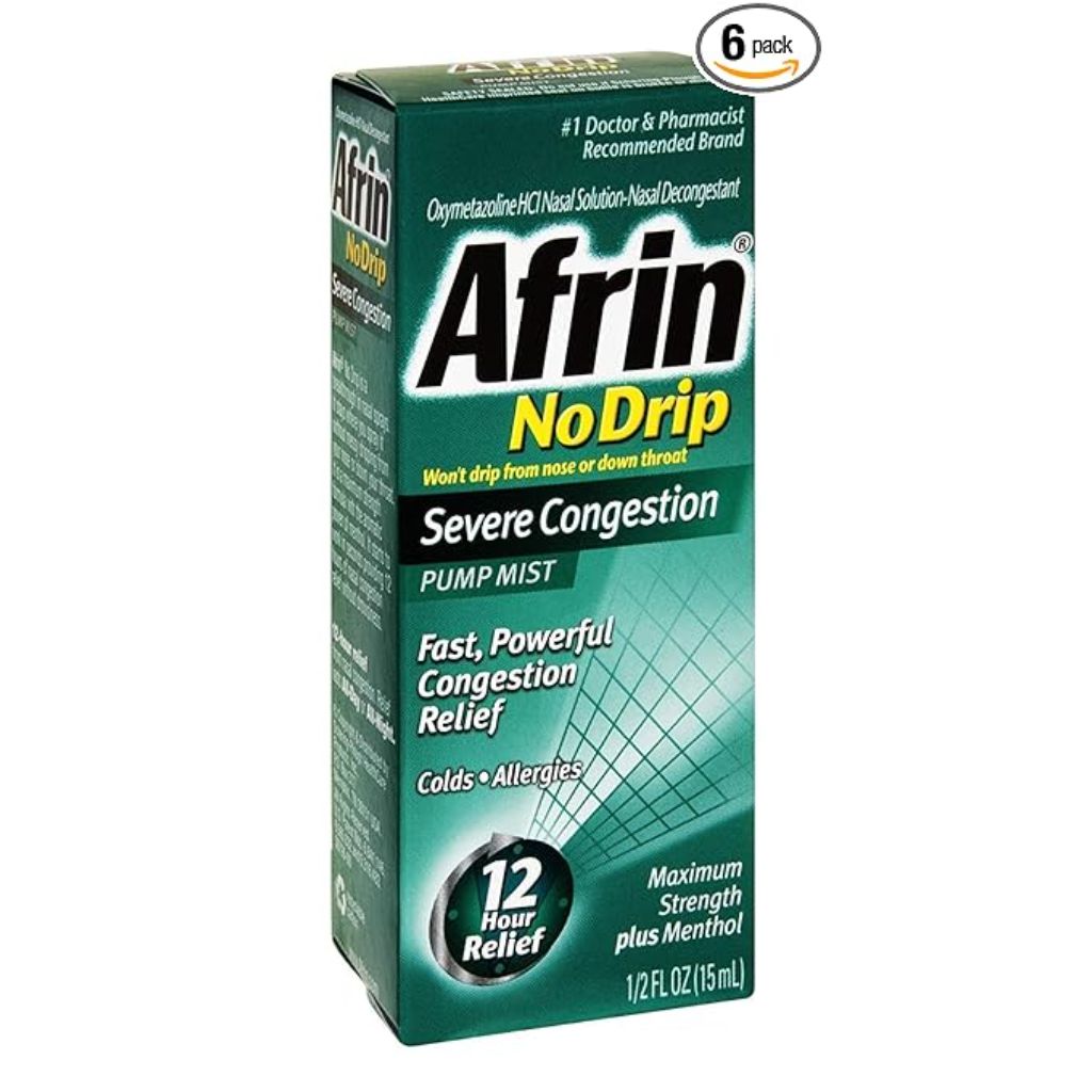 Afrin No Drip Severe Congestion Pump Mist 15 mL (Pack of 6)