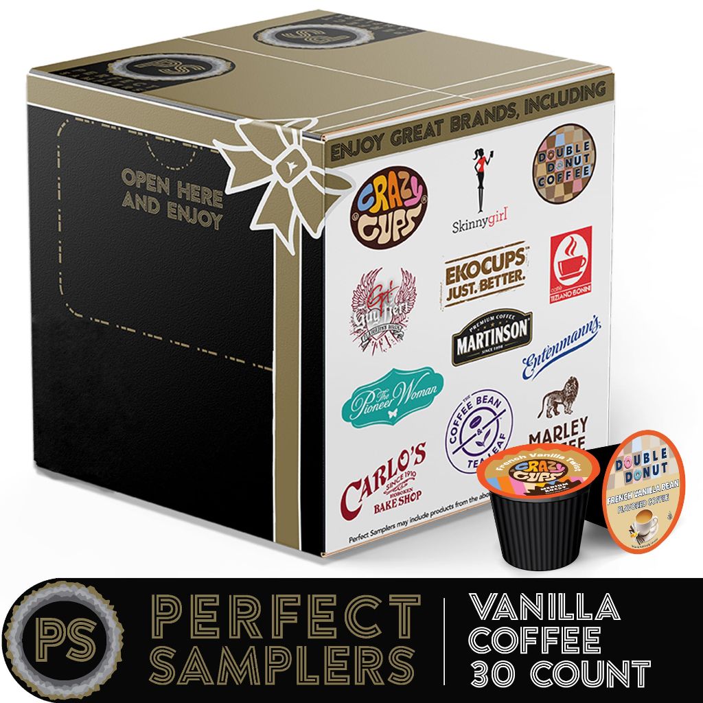 Perfect Samplers French Vanilla Coffee Pods Variety Pack, Medium Roast, 30 Count for Keurig K-Cup Machines