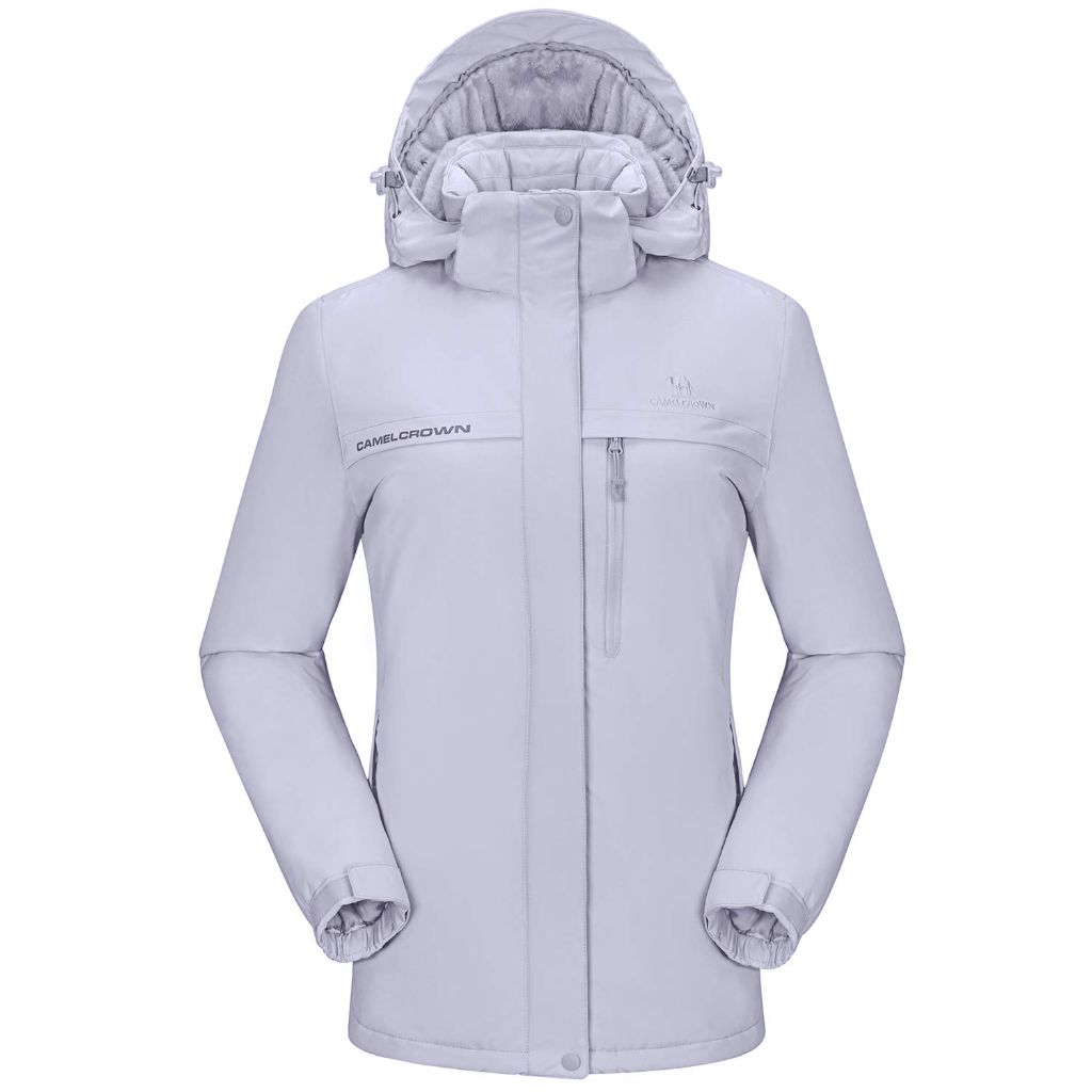 CAMEL CROWN Women’s Mountain Snow Waterproof Ski Jacket Detachable Hood Windproof Fleece Parka Rain Jackt Winter Coat