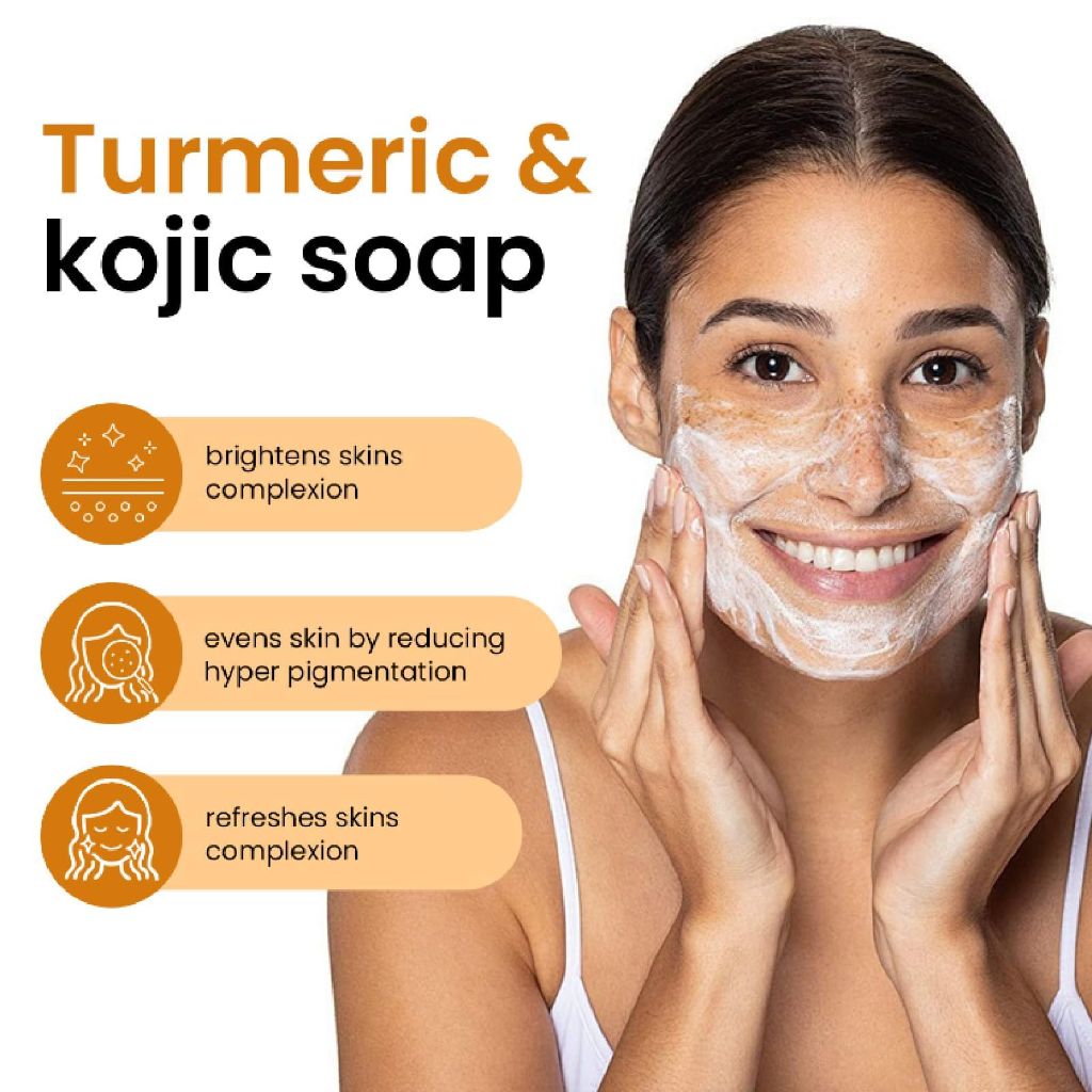 Lemon Turmeric Kojic Soap Bar - Face and Body Cleanser, 4 Pack