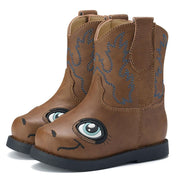 Rollda Baby Cowboy Boots Toddler Cowgirl Boots Infant Western Boots Round Toe Brown Toddler Size 5