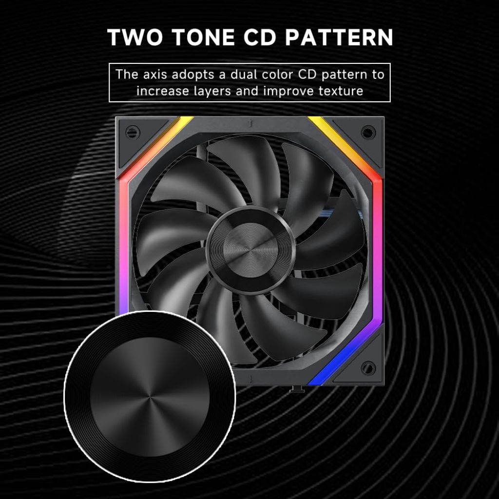 ICOLER Galaxy 120mm PC Case Fan ARGB and PWM Case Fans Axle Core Double Ring CD Pattern Module Daisy-Chain 5V ARGB 120mm Triple Pack (Reverse Fan Black) [Three speeds]