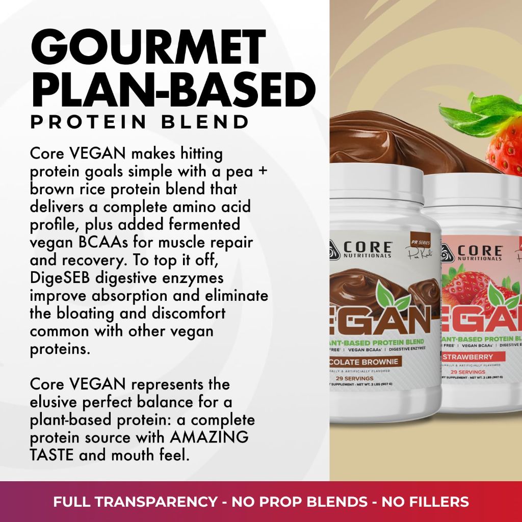 Core Nutritionals Vegan Gourmet Plant Based Protein Blend | 21g Pea Protein | 2 Pound (Vanilla Cream)