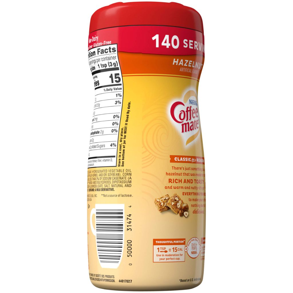 COFFEE MATE Hazelnut Powder Coffee Creamer 15 Oz. Canister | Non-dairy, Lactose Free, Gluten Free Creamer