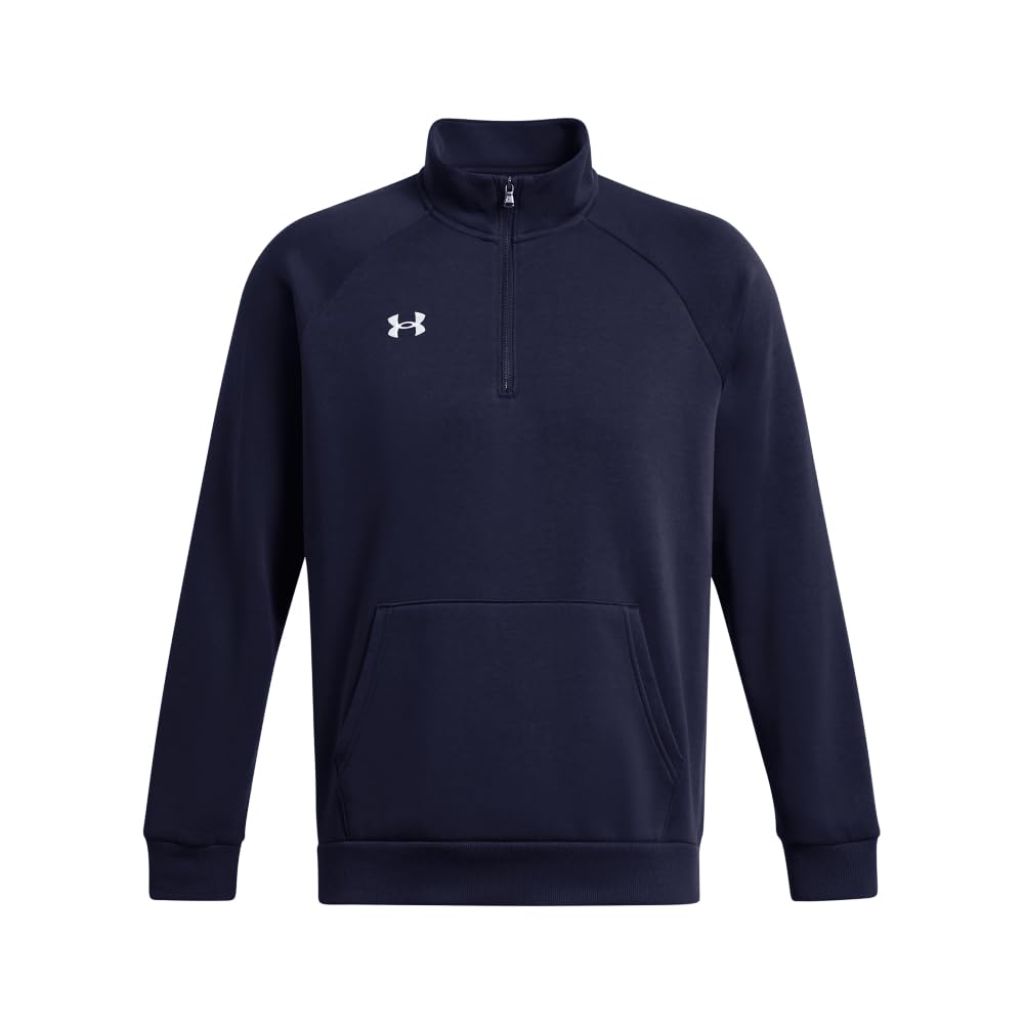 Under Armour Men's Rival Fleece Quarter Zip, (410) Midnight Navy / / White, Small