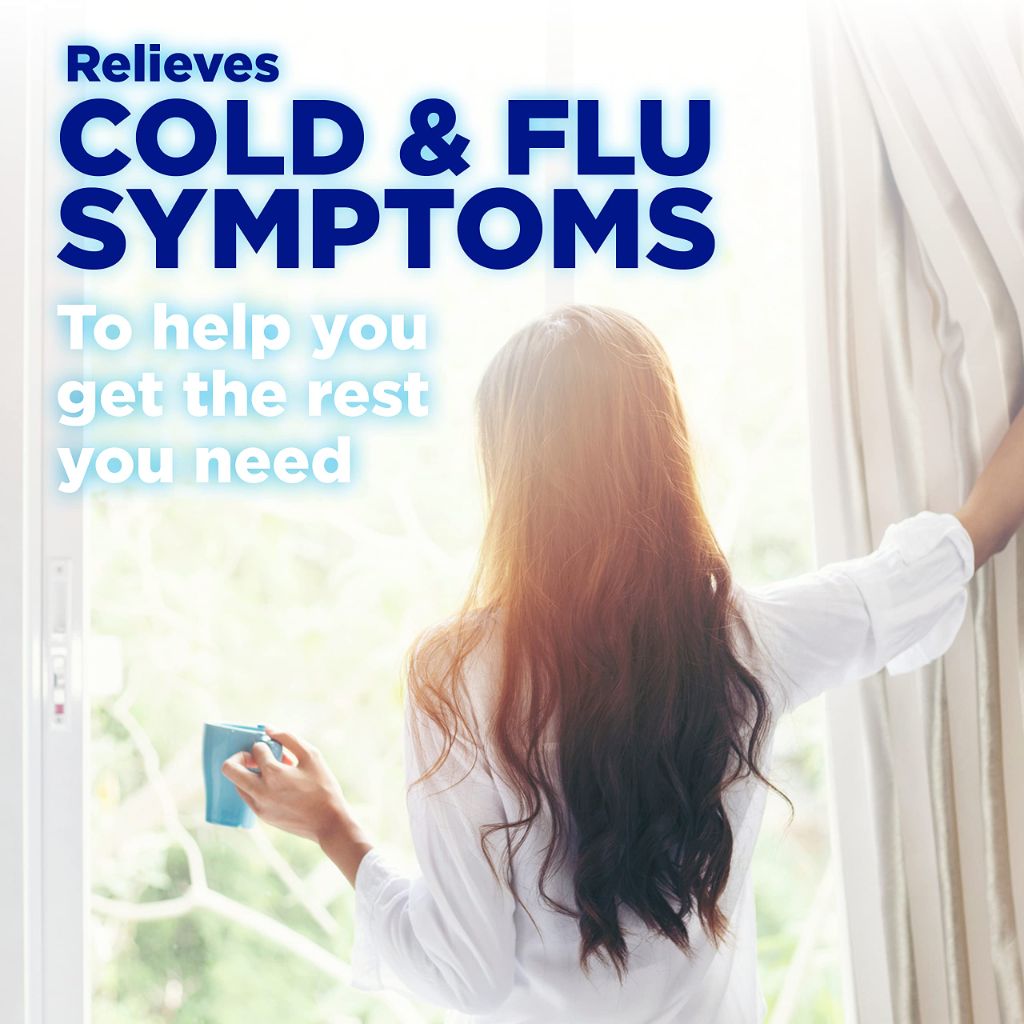 Amazon Basic Care Nighttime Cold & Flu Relief, Maximum Strength Multi-Symptom, 8 fl oz