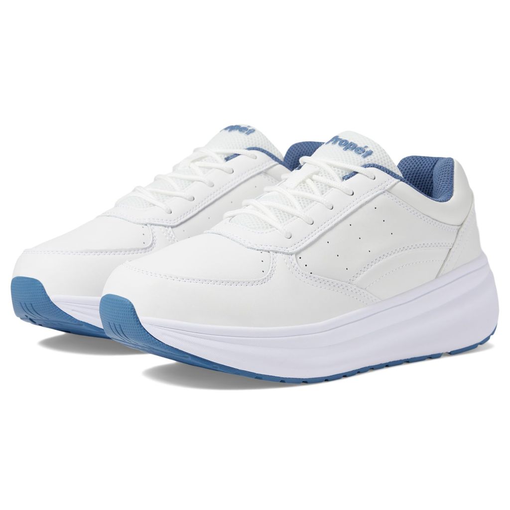 SZ 12M, Propét Women's Ultima Leather Orthotic Athletic Shoes White/Denim