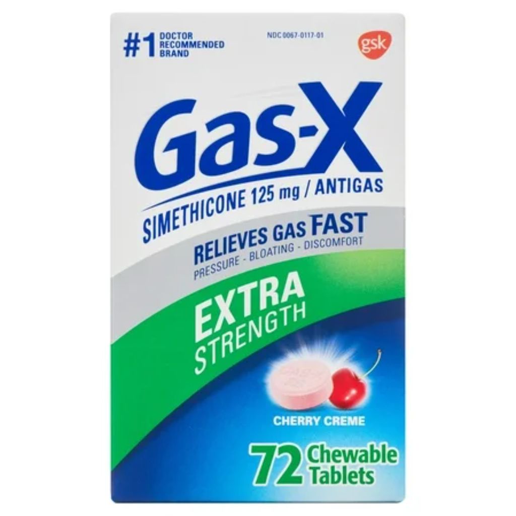Gas-X Extra Strength Anti-gas Cherry Creme Chewable Tablets to Relieve Excess Gas - 72ct (DAMAGED BOX)