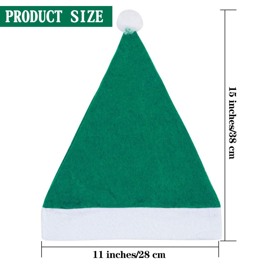URATOT 16 Pack Christmas Santa Hats Green for Adults