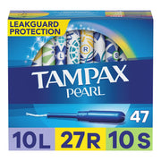 Tampax Pearl Plastic Tampons, Mutlipack, Light/Regular/Super Absorbency, Unscented, 50 Count