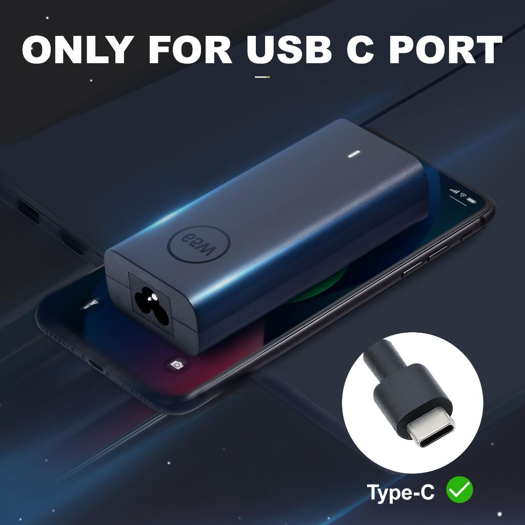 KTDYSPQ 65W USB-C Laptop Charger for Dell Latitude, Chromebook, XPS, Power Supply Cord