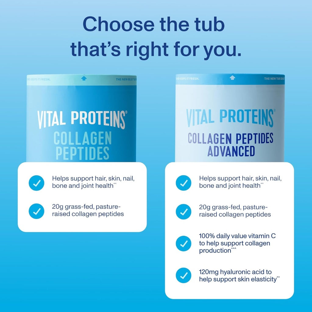 Vital Proteins Collagen Peptides Advanced Powder with Hyaluronic Acid & Vitamin C, Unflavored, 20oz (27 Servings)