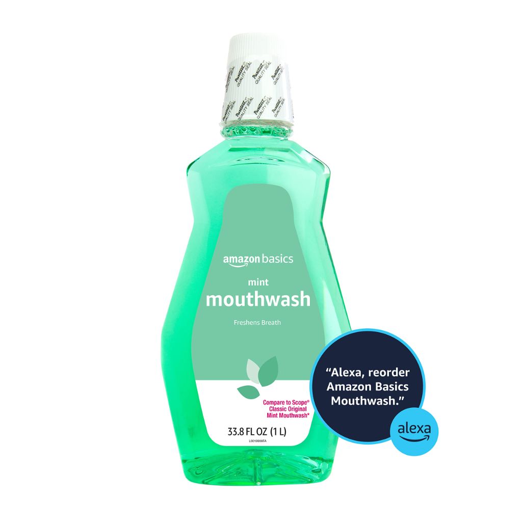 Amazon Basics Fresh Breath Mouthwash for Bad Breath, Refreshing Mint | 33.8 fl oz