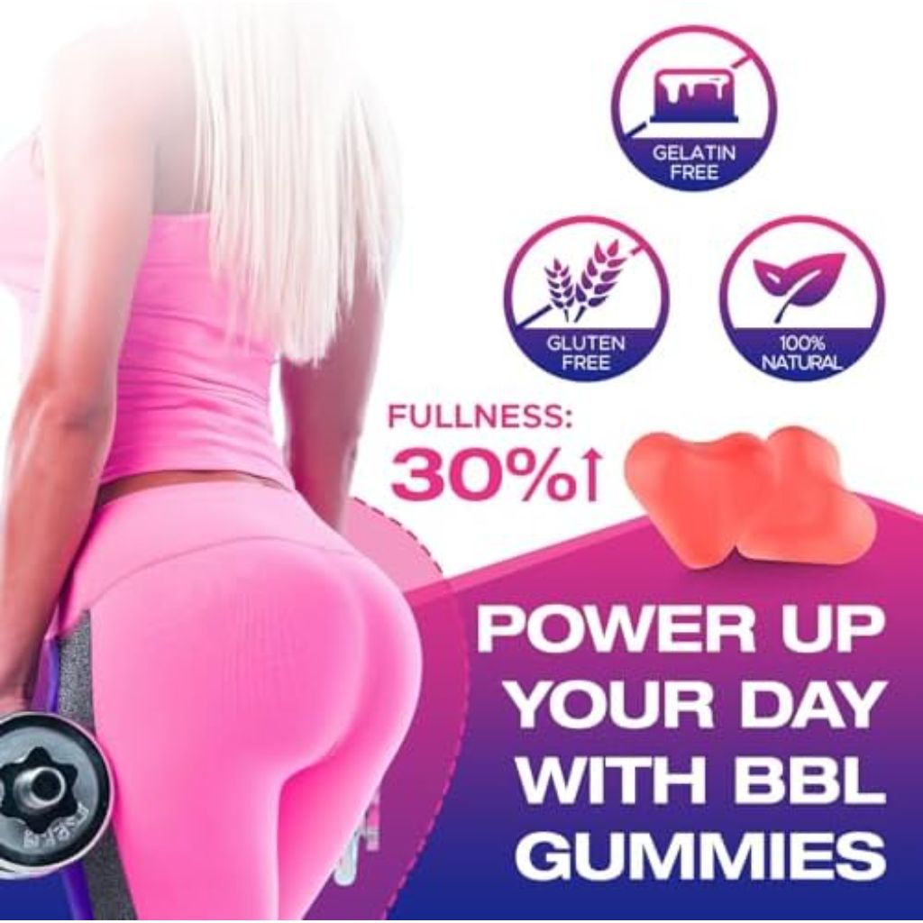 BBL-Max Booty Gummies for Women with Multivitamins and Herbal Extracts - Peach Flavor, 60ct (2 Pack)