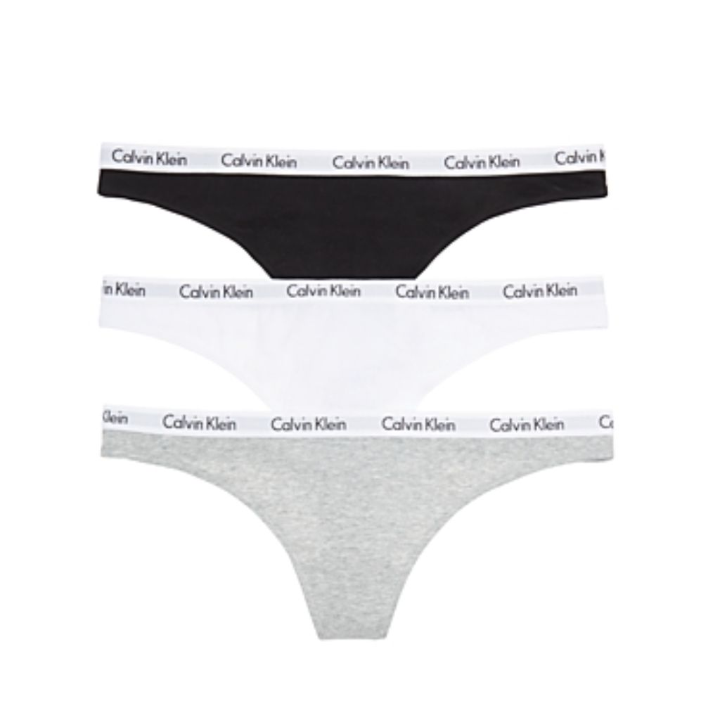 Calvin Klein Women's Carousel Thong Panties - Black/Gray/White, Size Large (3 Pair)